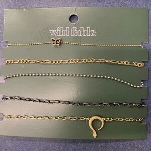 Wild Fable Gold and Black Multi-Chain Necklace Set